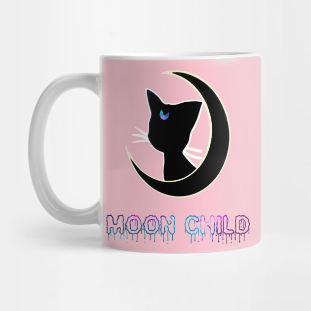 Moon Child Black Cat Galaxy Aesthetic Witchy Wiccan Pastel Gothic Boho Hipster by Prolifictees